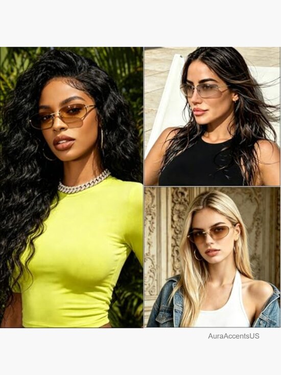 Trendy Y2K Wrap Around Sunglasses Retro 90s Metal Frame UV400 main image 6